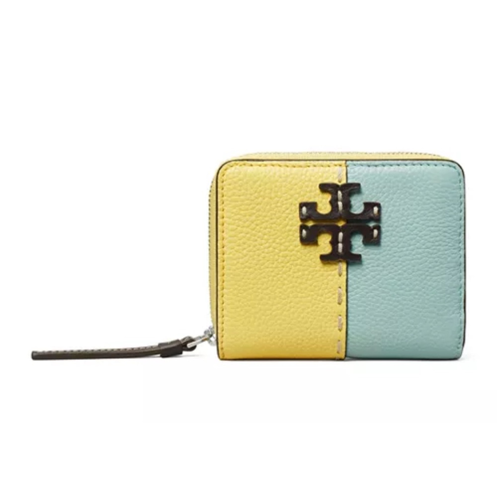 NWT Tory Burch Mcgraw Pebbled Colorblock Leather Bifold Wallet
